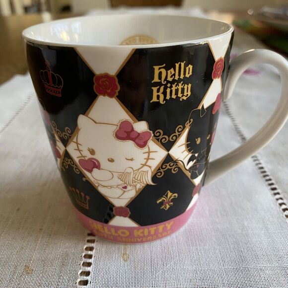 Hello Kitty Coffee Mug 40th Anniversary Angel Devil Scene Rare Sanrio - Picture 1 of 8
